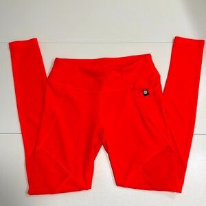 NEON Orange/Coral Full Length Leggings with See-Thru side sections